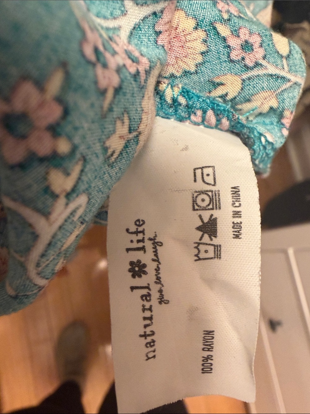 NATURAL LIFE Teal Floral V-Neck Maxi Dress with Orange Hem - Picture 4 of 5